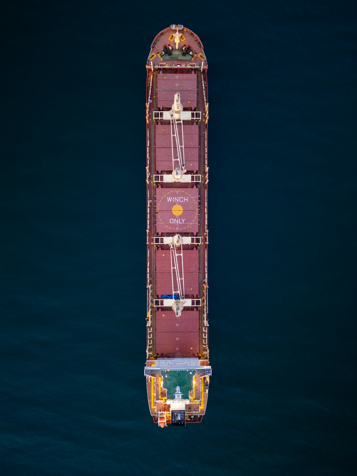 Large bulk carrier cargo ship Floating on Vast Water